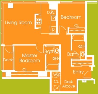 2 Bed 2 Bath (1,142 sq ft) floor plan